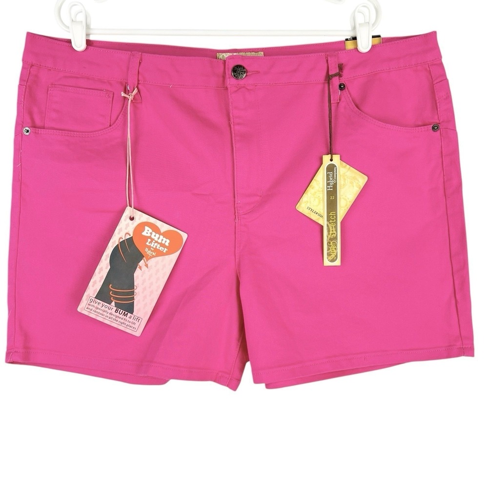 Hybrid & Co. Women's Super Stretch Bum Lifter Fuchsia Shorts Plus Size 22 NWT